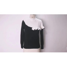 Fitness White Black Patchwork Pullover High Quality Custom Knitted Winter Women Sweater Korean